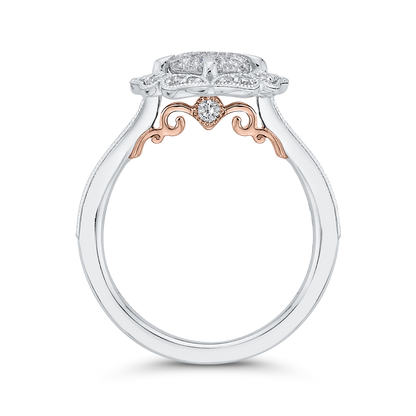 Round Diamond Flower Engagement Ring in 14K White Gold