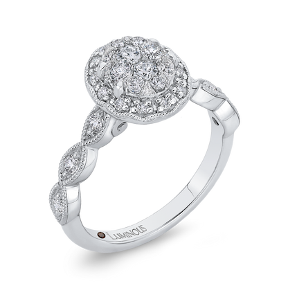 Round Diamond Halo Engagement Ring in 14K White Gold