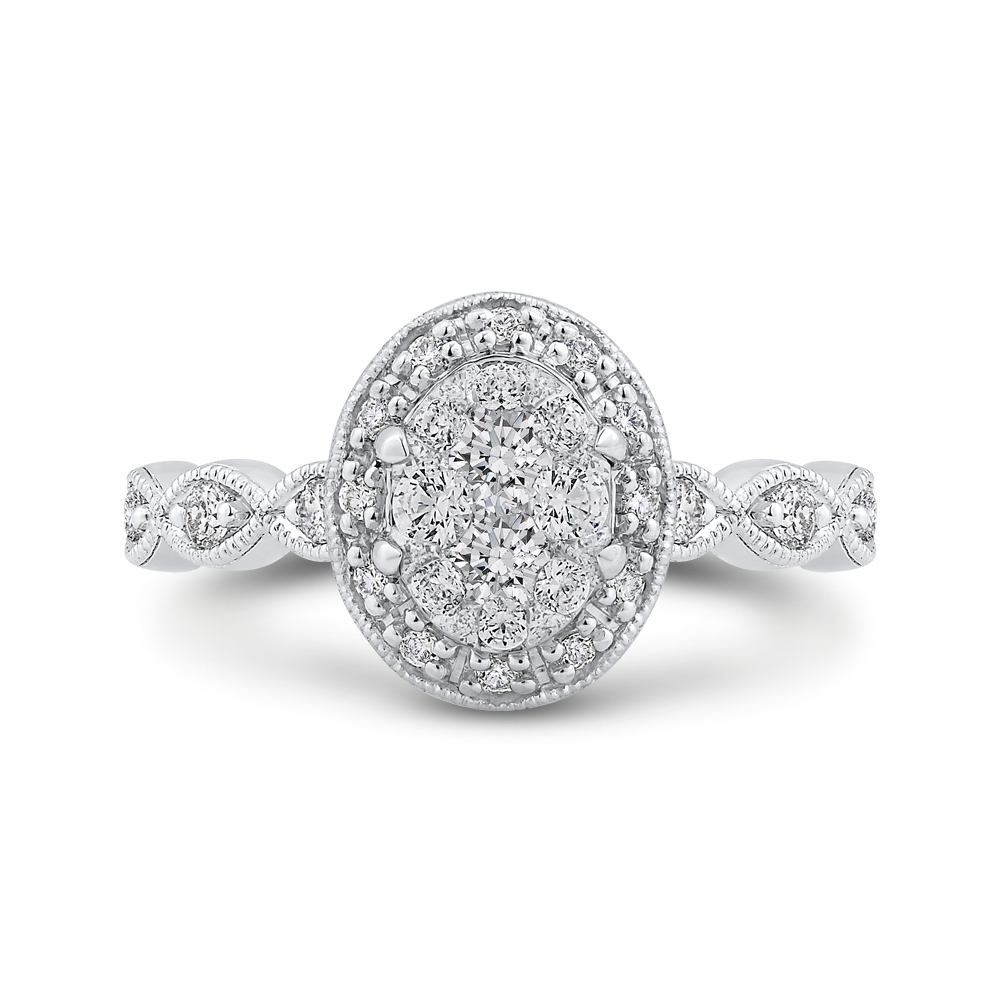 Round Diamond Halo Engagement Ring in 14K White Gold