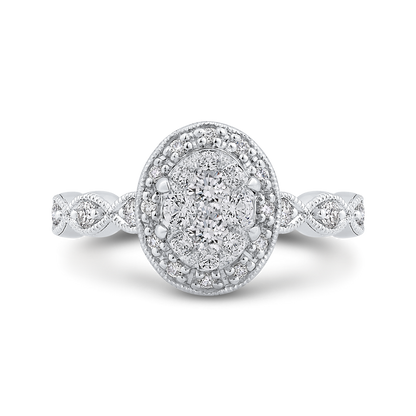 Round Diamond Halo Engagement Ring in 14K White Gold