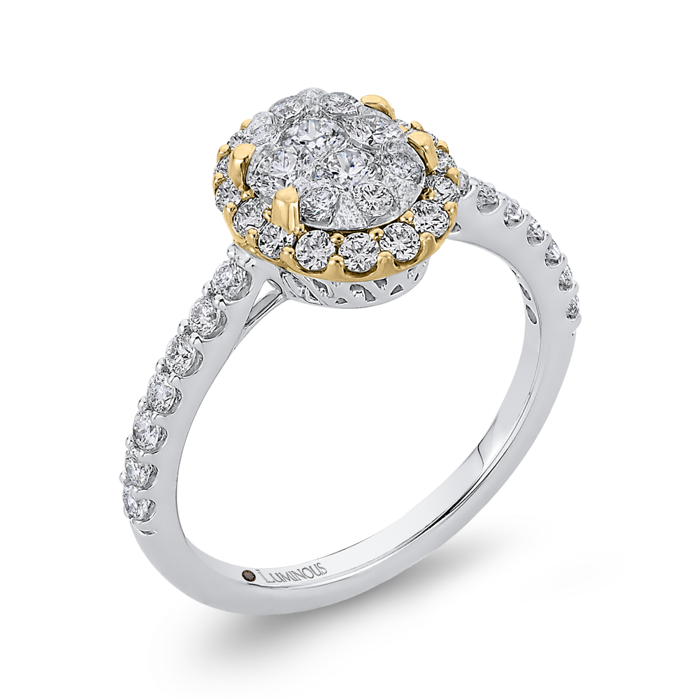 Round Diamond Halo Engagement Ring in 14K Two Tone Gold