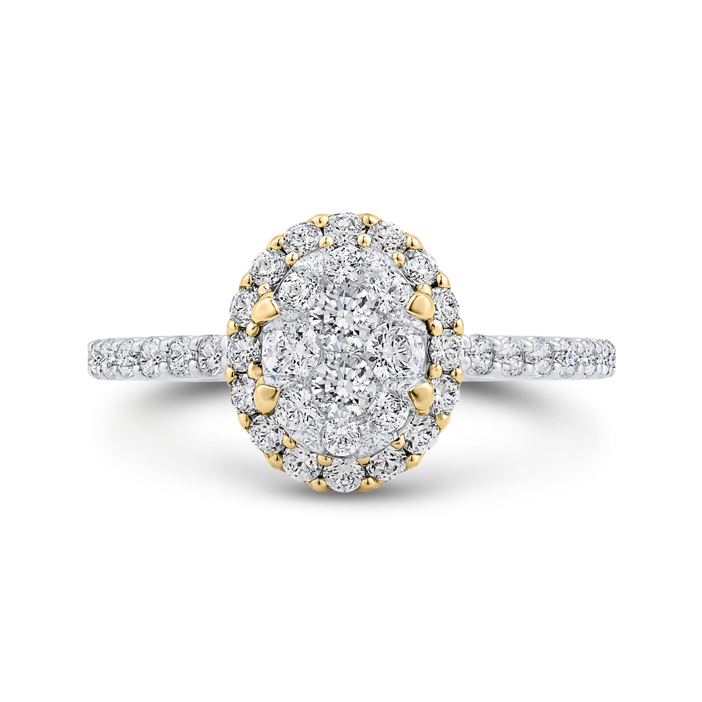 Round Diamond Halo Engagement Ring in 14K Two Tone Gold