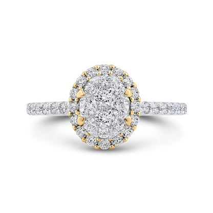 Round Diamond Halo Engagement Ring in 14K Two Tone Gold