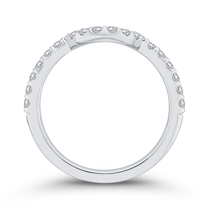 Diamond Half-Eternity Contour Wedding Band in 14K White Gold