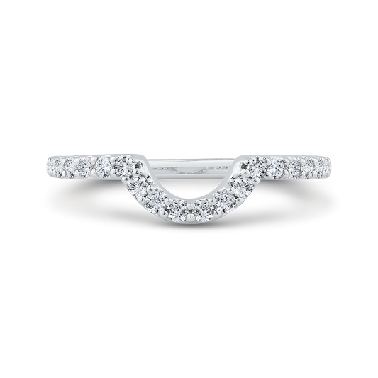 Diamond Half-Eternity Contour Wedding Band in 14K White Gold