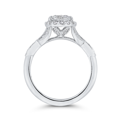 Round Diamond Halo Engagement Ring in 14K White Gold