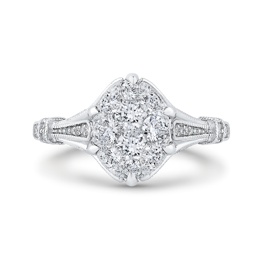 Round Diamond Engagement Ring in 14K White Gold