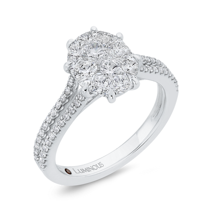 Split Shank Round Diamond Engagement Ring in 14K White Gold