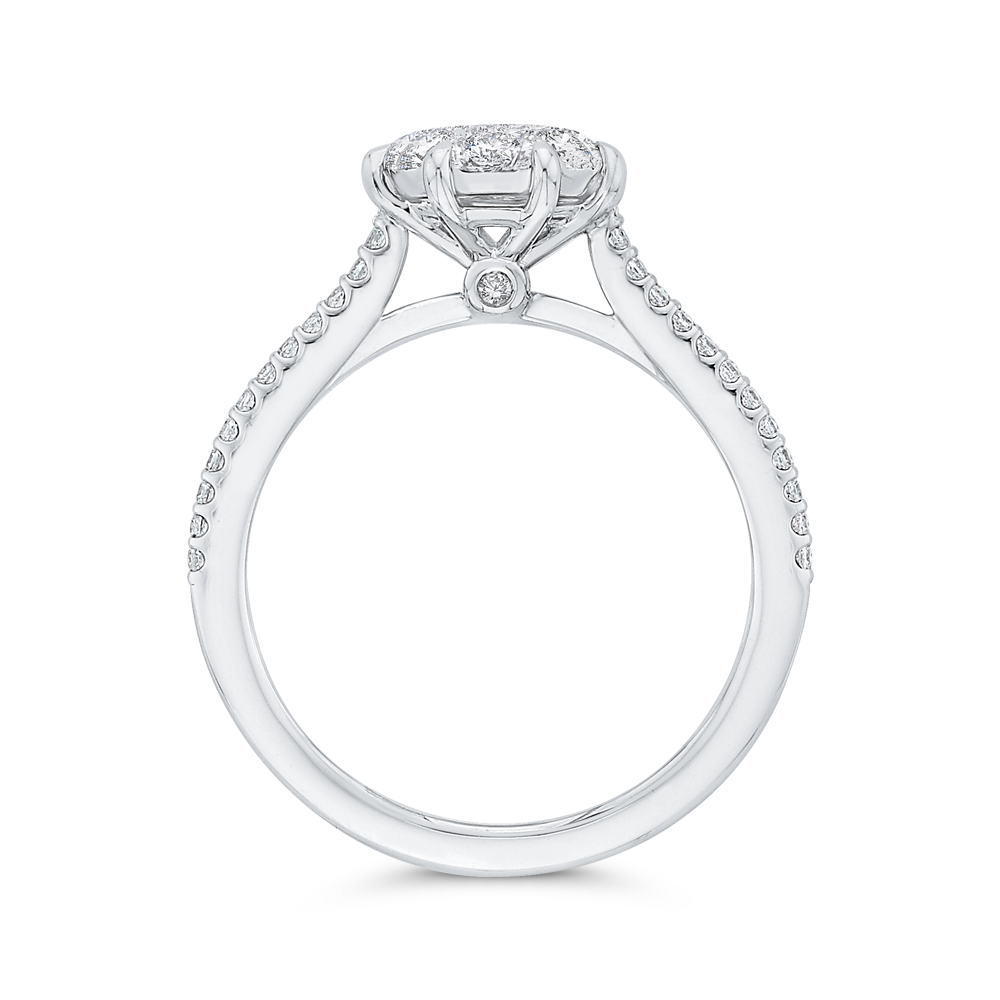 Split Shank Round Diamond Engagement Ring in 14K White Gold