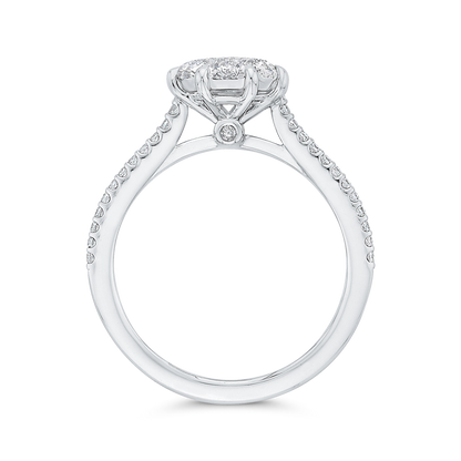 Split Shank Round Diamond Engagement Ring in 14K White Gold