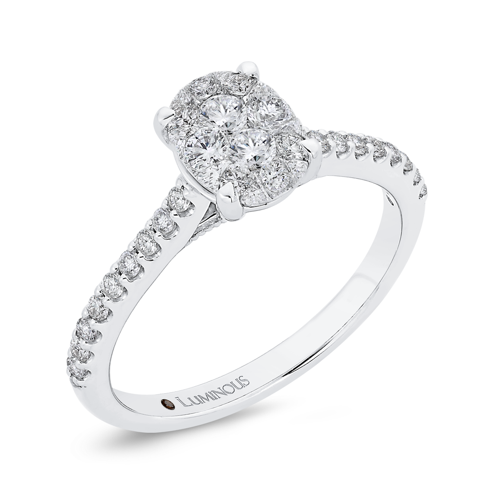 Round Diamond Engagement Ring in 14K White Gold