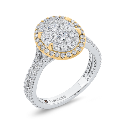 Round Diamond Halo Engagement Ring in 14K Two Tone Gold