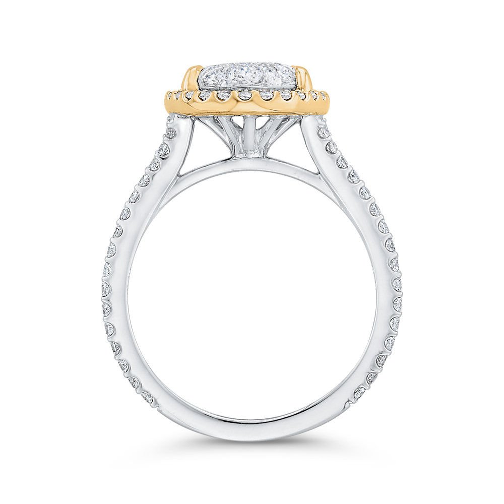 Round Diamond Halo Engagement Ring in 14K Two Tone Gold