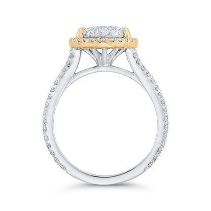 Round Diamond Halo Engagement Ring in 14K Two Tone Gold