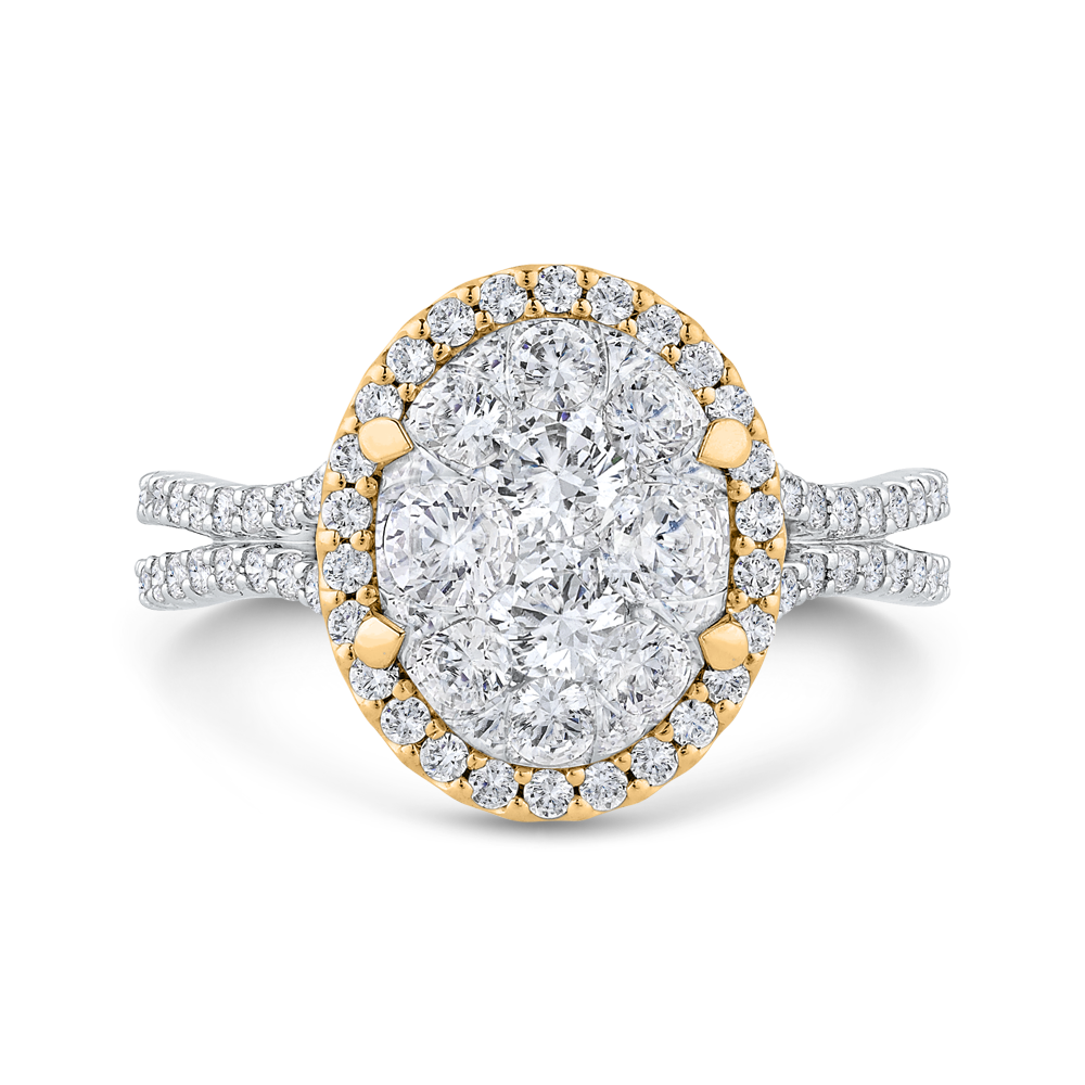 Round Diamond Halo Engagement Ring in 14K Two Tone Gold