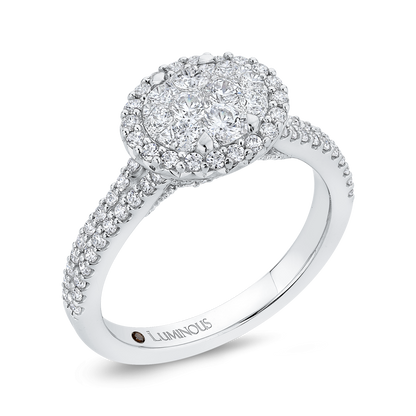 Round Diamond Halo Engagement Ring in 14K White Gold