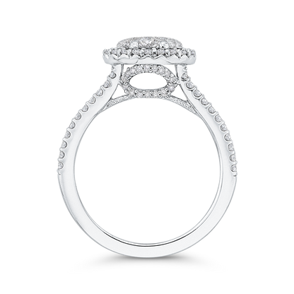 Round Diamond Halo Engagement Ring in 14K White Gold