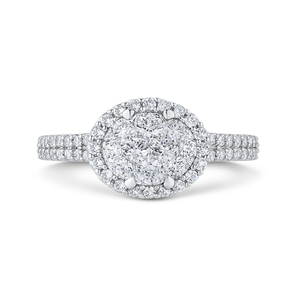 Round Diamond Halo Engagement Ring in 14K White Gold