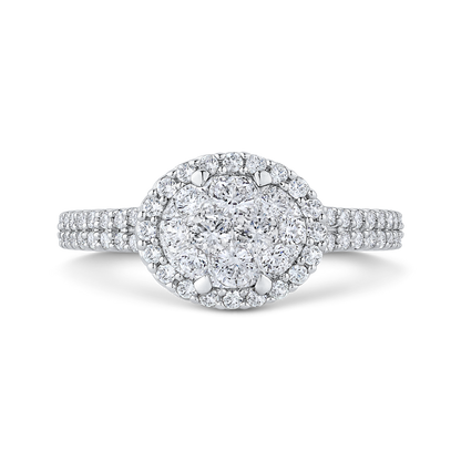 Round Diamond Halo Engagement Ring in 14K White Gold