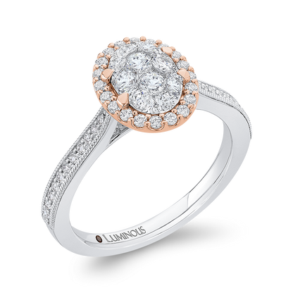 Round Diamond Halo Engagement Ring in 14K Two Tone Gold