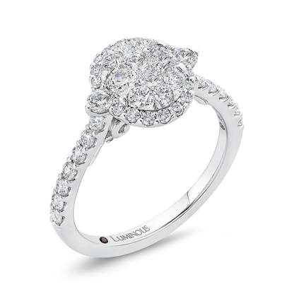 Round Diamond Halo Engagement Ring in 14K White Gold