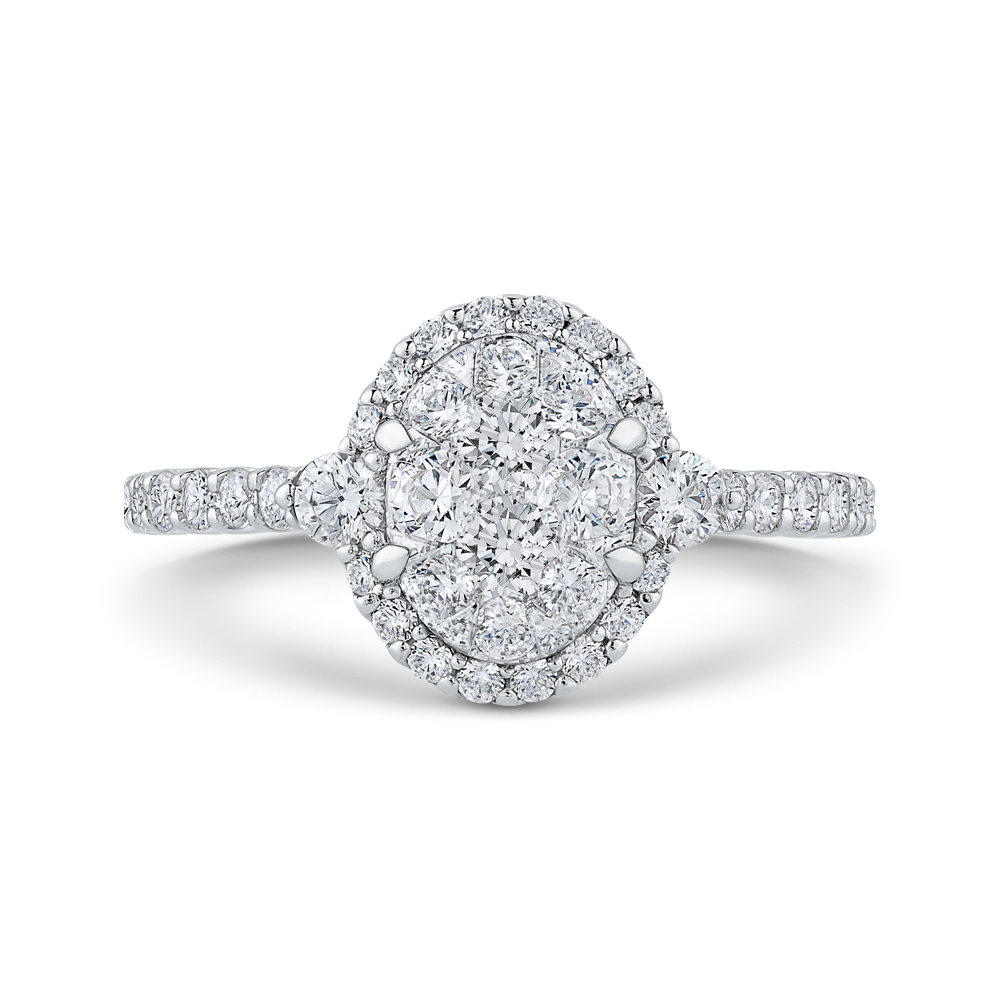 Round Diamond Halo Engagement Ring in 14K White Gold