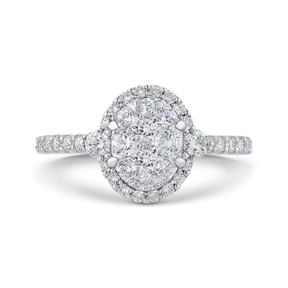 Round Diamond Halo Engagement Ring in 14K White Gold