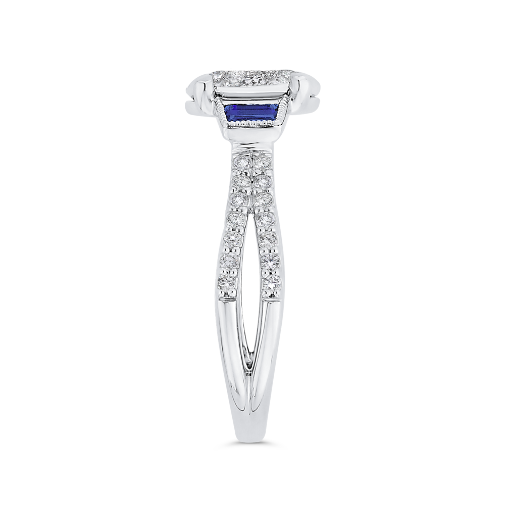 Diamond Engagement Ring with Sapphire in 14K White Gold