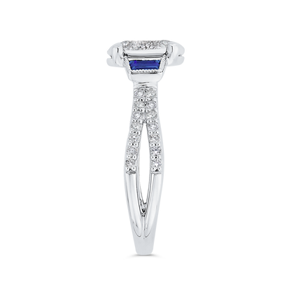 Diamond Engagement Ring with Sapphire in 14K White Gold