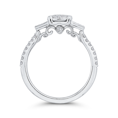 Diamond Engagement Ring with Sapphire in 14K White Gold