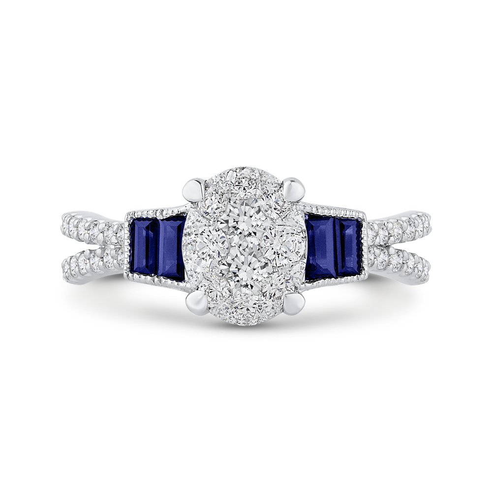 Diamond Engagement Ring with Sapphire in 14K White Gold