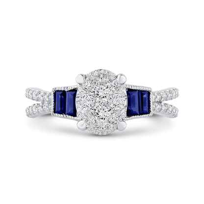 Diamond Engagement Ring with Sapphire in 14K White Gold