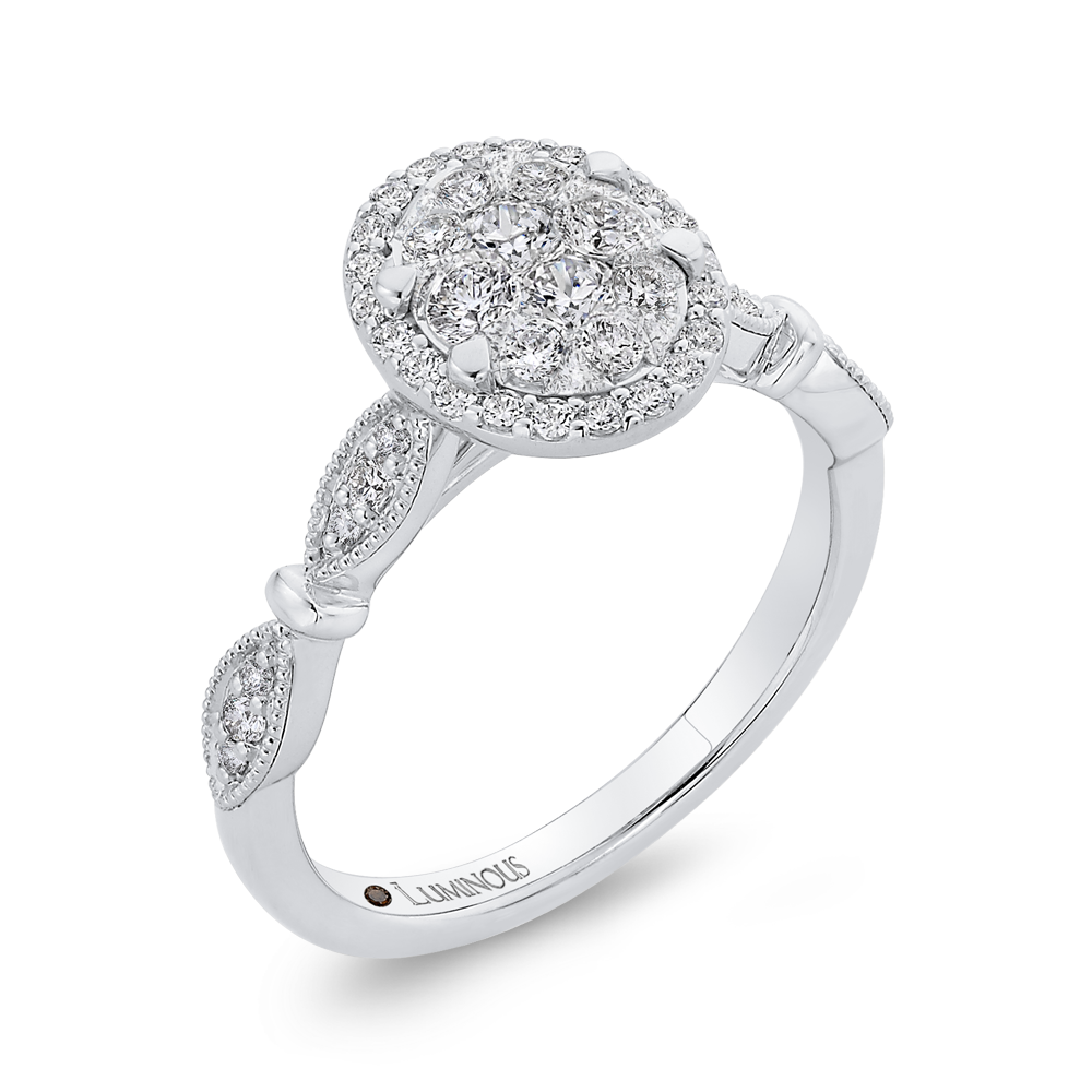 Round Diamond Halo Engagement Ring in 14K White Gold