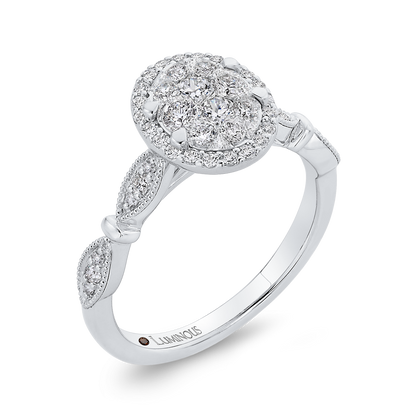 Round Diamond Halo Engagement Ring in 14K White Gold