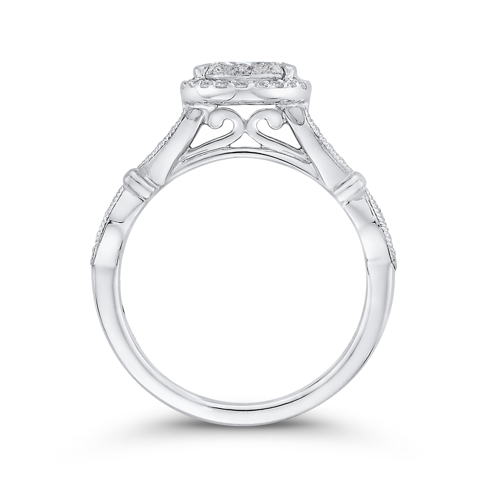 Round Diamond Halo Engagement Ring in 14K White Gold