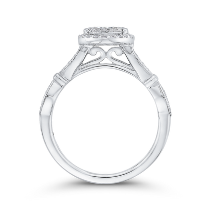 Round Diamond Halo Engagement Ring in 14K White Gold