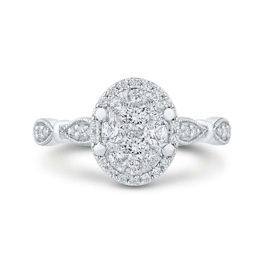 Round Diamond Halo Engagement Ring in 14K White Gold