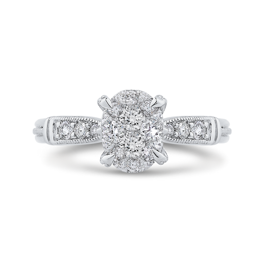 Round Diamond Engagement Ring in 14K White Gold