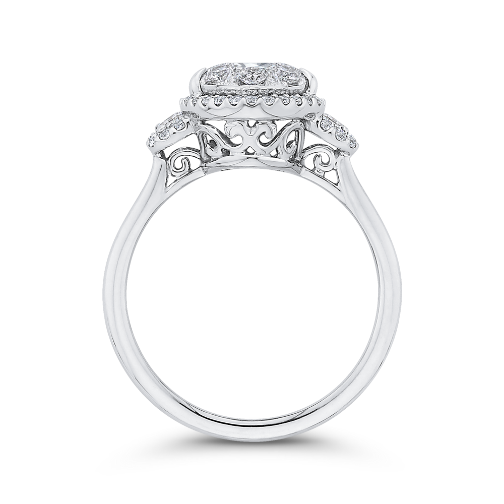 Round Diamond Halo Engagement Ring in 14K White Gold