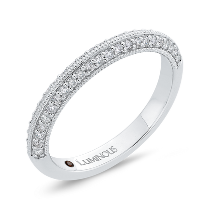 Round Diamond Half-Eternity Wedding Band in 14K White Gold