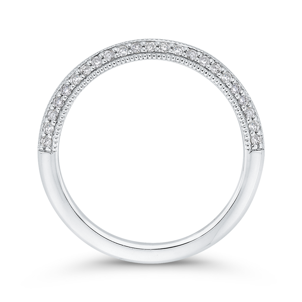 Round Diamond Half-Eternity Wedding Band in 14K White Gold