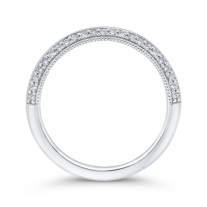 Round Diamond Half-Eternity Wedding Band in 14K White Gold
