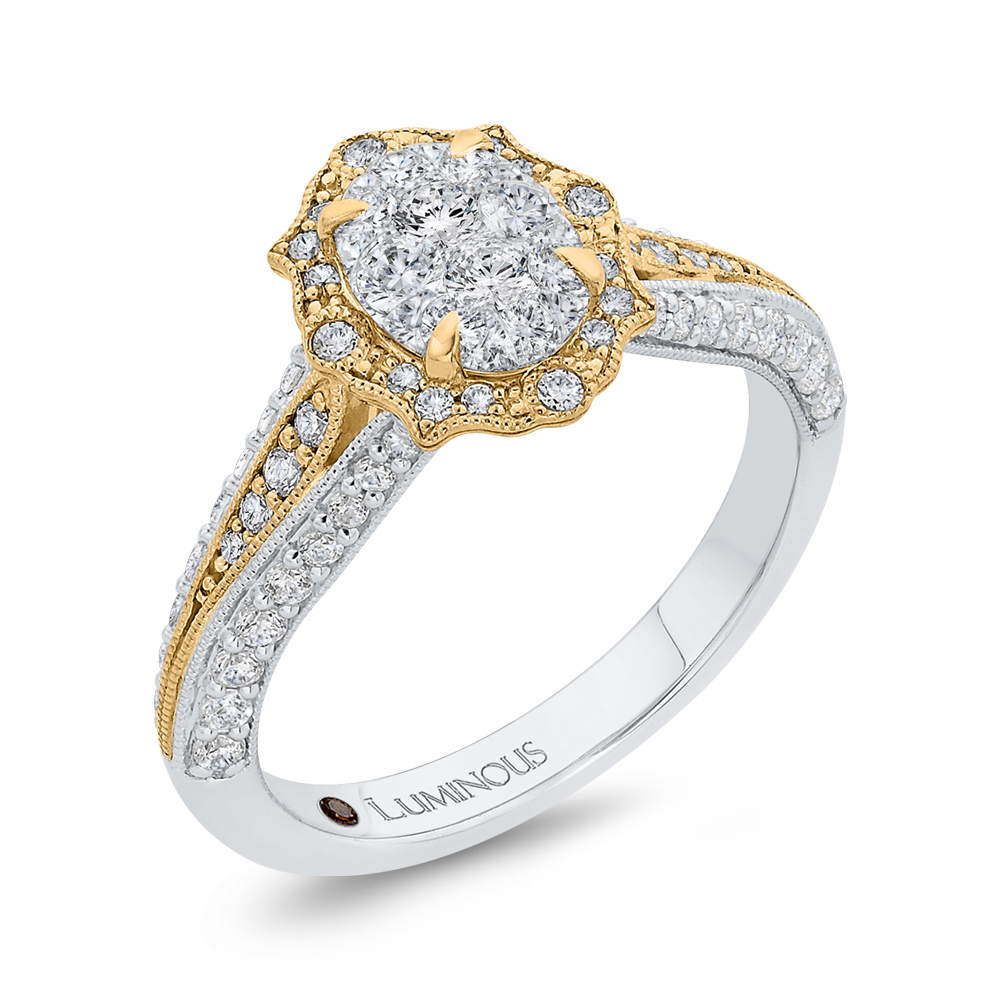 Round Diamond Engagement Ring in 14K Two Tone Gold