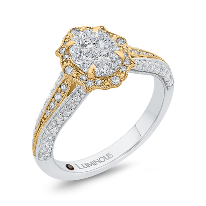 Round Diamond Engagement Ring in 14K Two Tone Gold