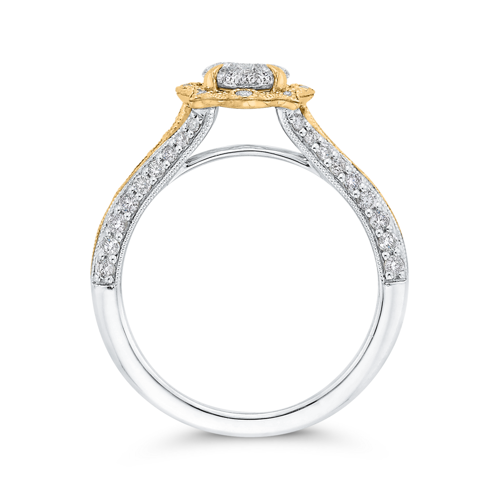 Round Diamond Engagement Ring in 14K Two Tone Gold