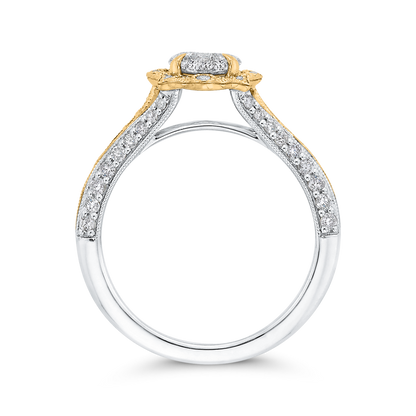 Round Diamond Engagement Ring in 14K Two Tone Gold