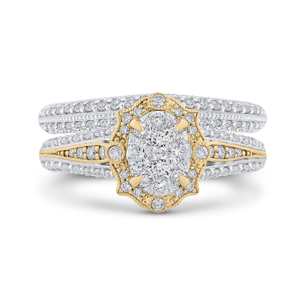 Round Diamond Engagement Ring in 14K Two Tone Gold