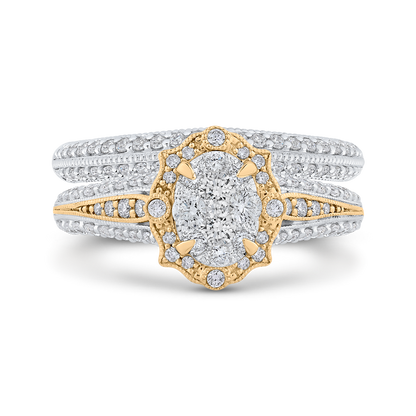 Round Diamond Engagement Ring in 14K Two Tone Gold