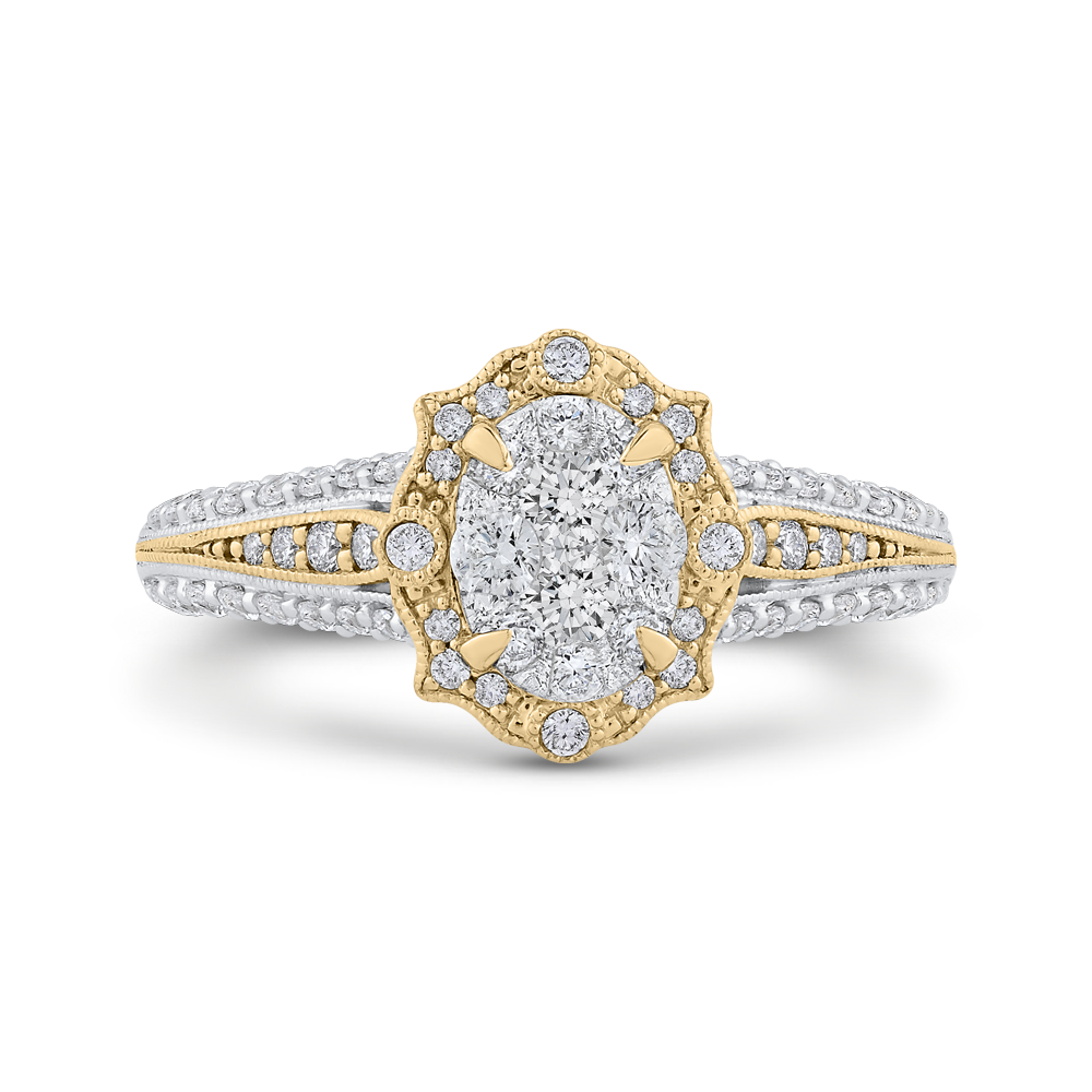 Round Diamond Engagement Ring in 14K Two Tone Gold