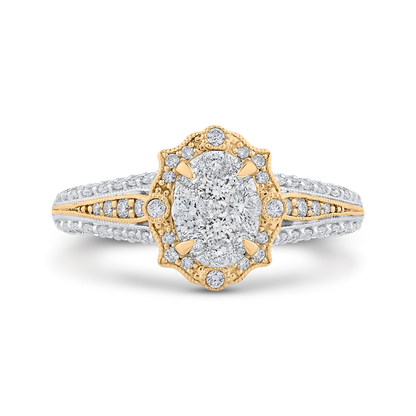 Round Diamond Engagement Ring in 14K Two Tone Gold